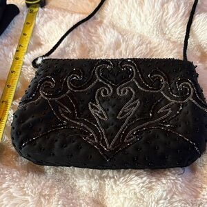 Elegant Black Beaded Clutch